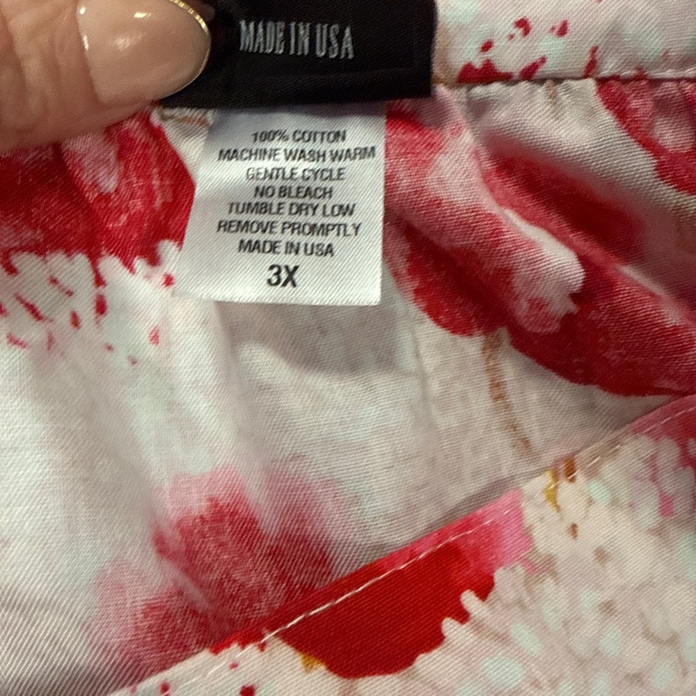 Women's RETROLICIOUS Red Pink Floral A-Line Skirt 3X - Picture 6 of 6